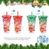 701-800ml Christmas Cups with Lids and StrawsChristmas Coloring ChangingCups Christma Reusable Cups for Water Iced Coffee Or Tea