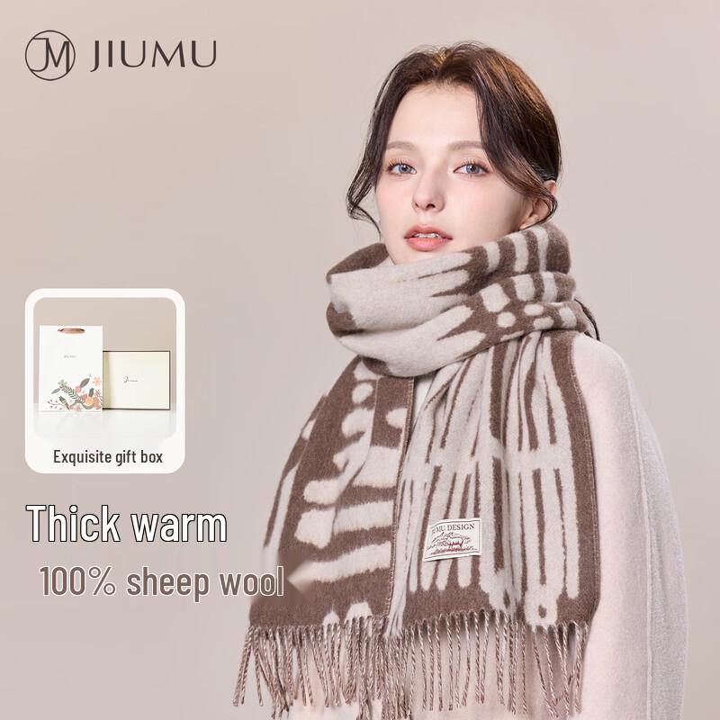 JIUMU Women's Pure Wool Autumn Winter Scarf & Shawl