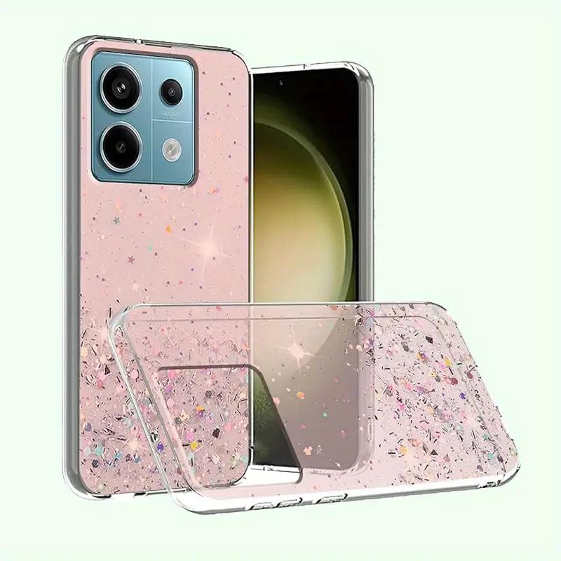 

Мягкий чехол с блестящими кристаллами для Xiaomi Redmi 13C Redmi Note 13 5G Note 13 Pro Plus Note 12 12S Note12 Pro Plus Poco X5 X6 F5 Pro 5G 4G противоударный чехол Redmi Note 12 Pro Plus розовый