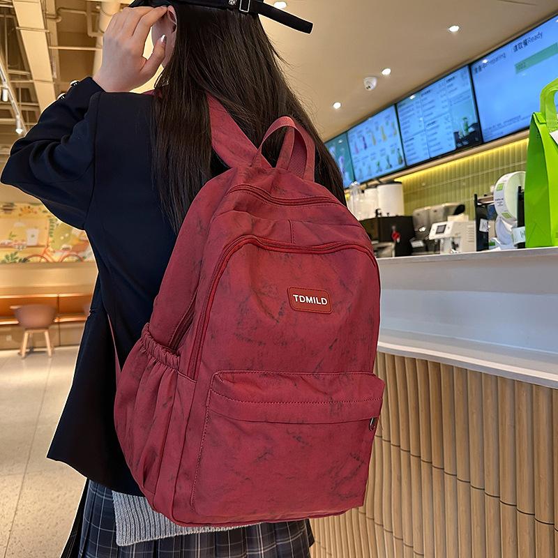 High Value Schoolbag Female Niche Design Sense Junior High School Students High School College Students Tie Dye Backpack Light Travel Backpack