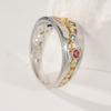 Vintage Two Color Inlaid Multicolored CZ Women's Ring Geometry Hollow Daily Wear Party Jewelry