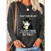 Round Neck 3D Printed Animal Pattern Top Fashionable Casual Long Sleeved Women's T-shirts