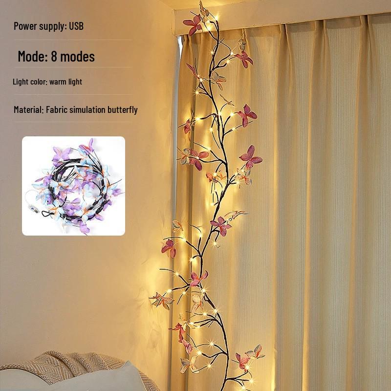 LED Schmetterling Rosenranken Lichter - Biegsame Feiertags Wanddekorationen