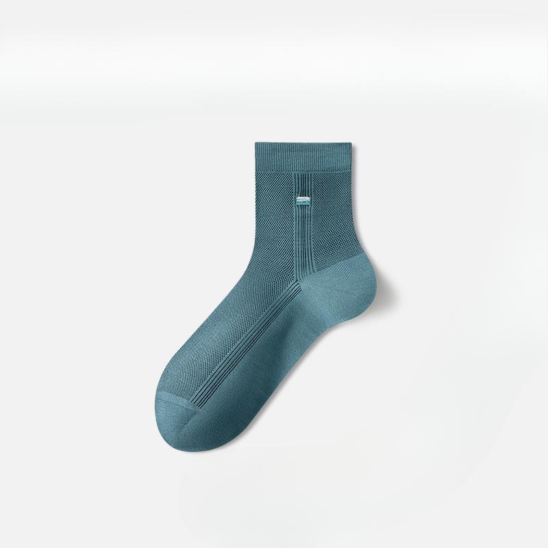 Herren Sommer Dünne Mesh Atmungsaktive und Kühle Bestickte Halbhohe Socken