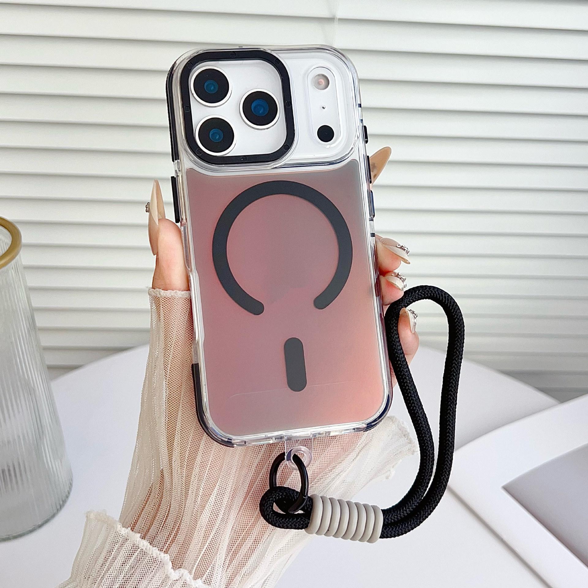 

Магнитный чехол для телефона Xuncai Chameleon для Apple 17 Pro Max с противоскользящим шнурком и металлическими кнопками iPhone 17 Pro