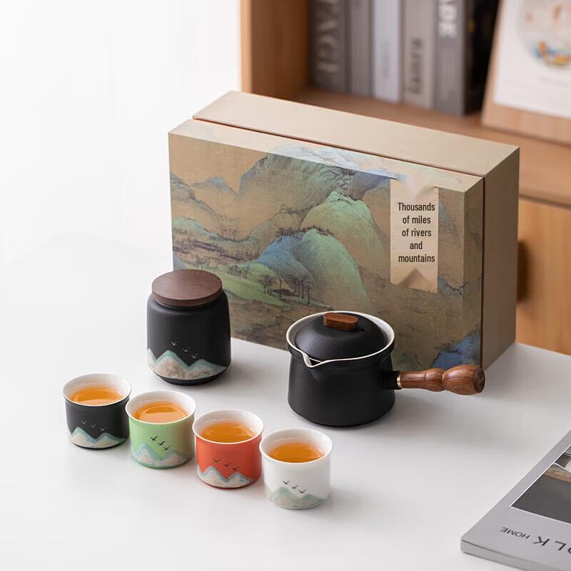 Si Mei Tang Qianli Jiangshan Ceramic Kung Fu Tea Set