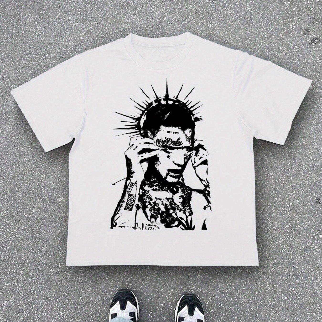 

Men s High Street Punk Style Printed T-shirt with Trendy Casual Style Is Very Suitable for Street Fashion Enthusiasts 5XL різнокольоровий