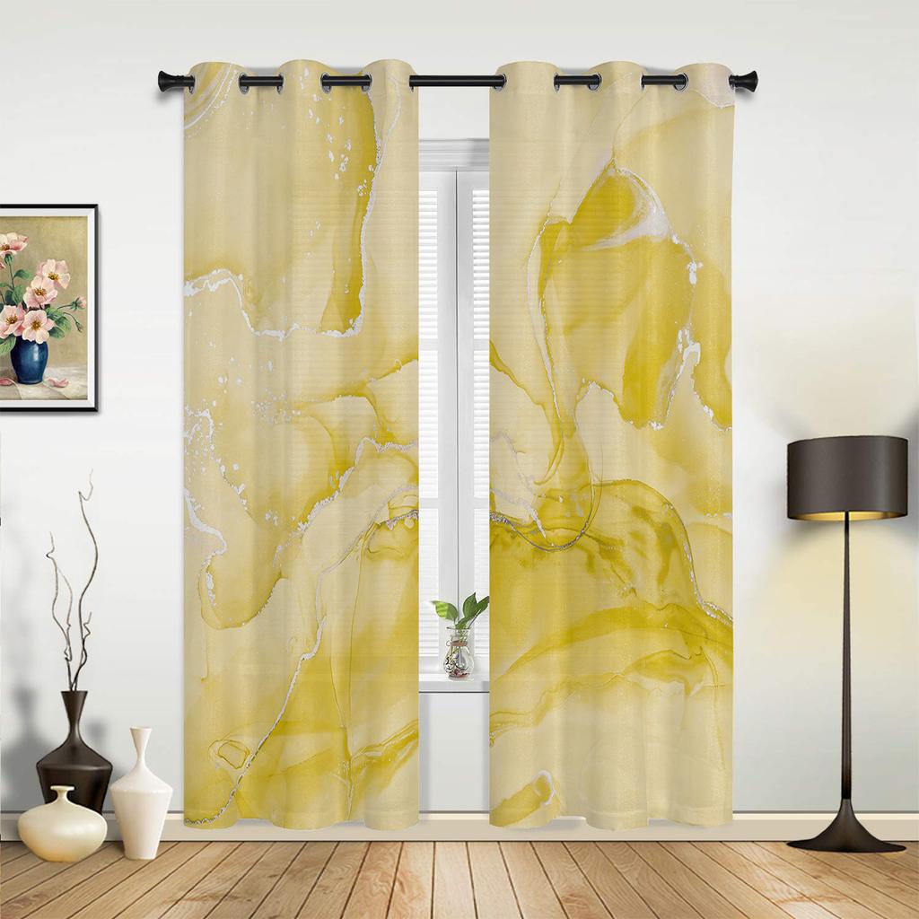 Modern Marble Texture Aqua Curtains Bedroom Living Room Drapes Kitchen Children Window Curtain Home Decor Polyester Ideal For Great