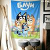 Bluey Cartoon Poster Wall Hanging Printed Fabric Blanket Decorative Tapestries for Bedroom Living Room Home Decor