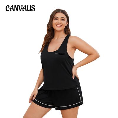 Damen Schlafanzug Übergröße Homewear Sommer Einfarbig Hosenträger Shorts Damen Pyjama