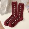 Socks Medium Tube Socks Season Retro Twist Pattern Wool Socks Piled And Thickened To Keep Warm Cute Flower Stockings Women