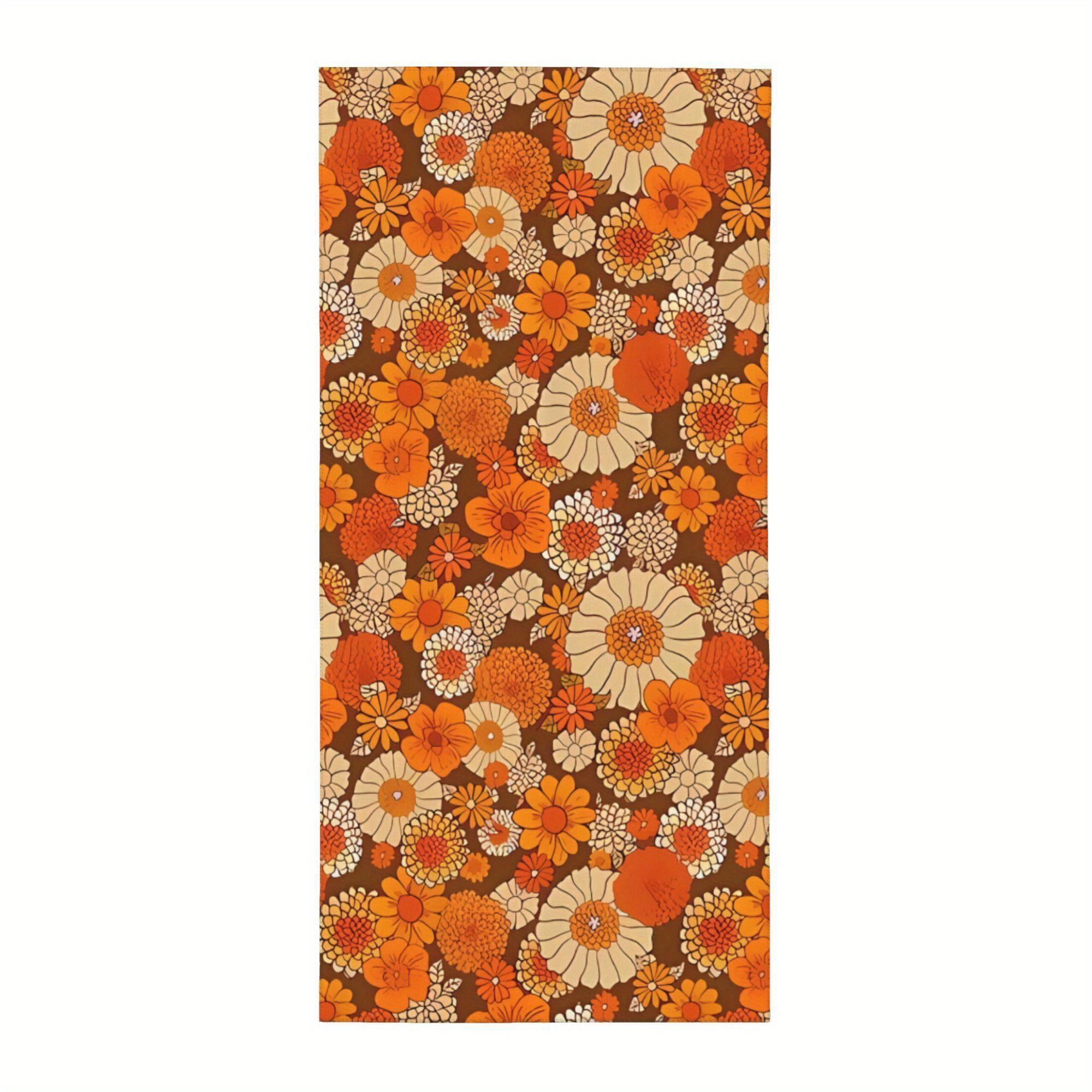 

1pc 70S Retro Daisies Flower Power Orange And Brown Boho Beach Towel Oversized Quick Dry Microfiber Towels Pool Accessories W30*H60(CM)