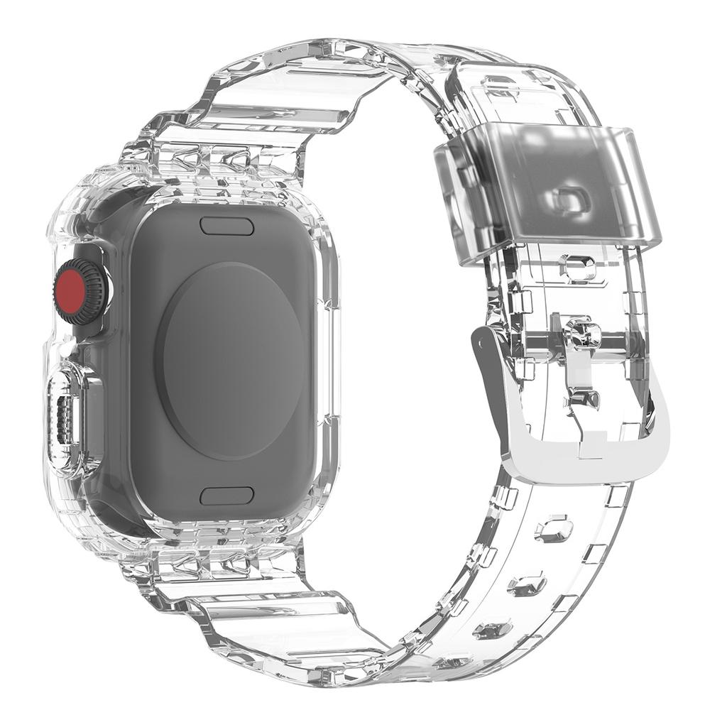 For Apple Watch Series 8 7 45mm/6 5 4 SE SE (2022) 44mm/3 2 1 42mm Smart Watch Band TPU Wrist Strap Replacement with Protective Watch Case