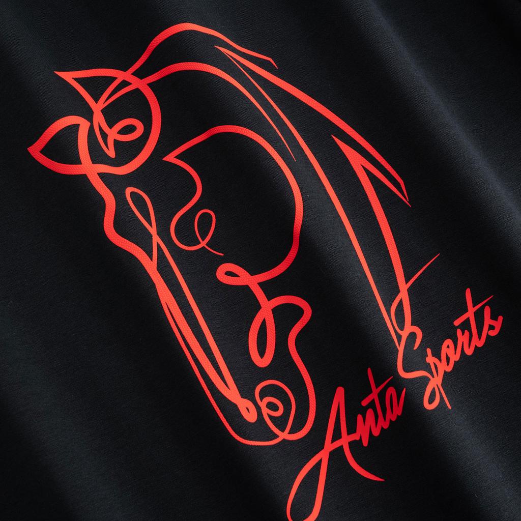 Anta Casual Fashion Sports Versatile Loose Comfortable Fleece Thick Warm Pullover Sweatshirt Men Sweatshirt Black 952618706-3