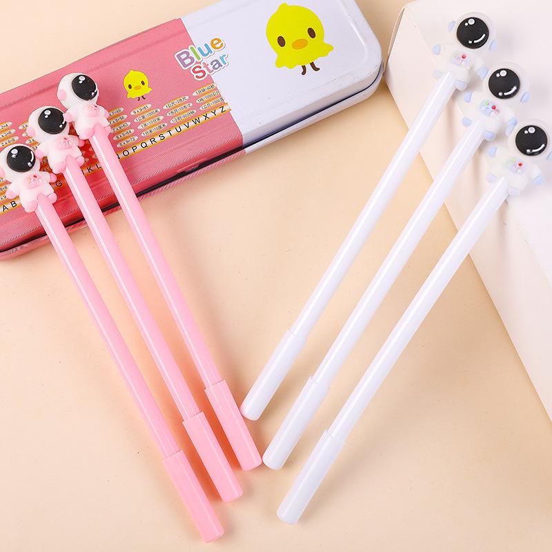 12pcs Cartoon Astronaut Gel Pen Creative Stationery Cute Writing Tools Water-based Pen Office Signature Black Gel Pen Writing Tool for Students School