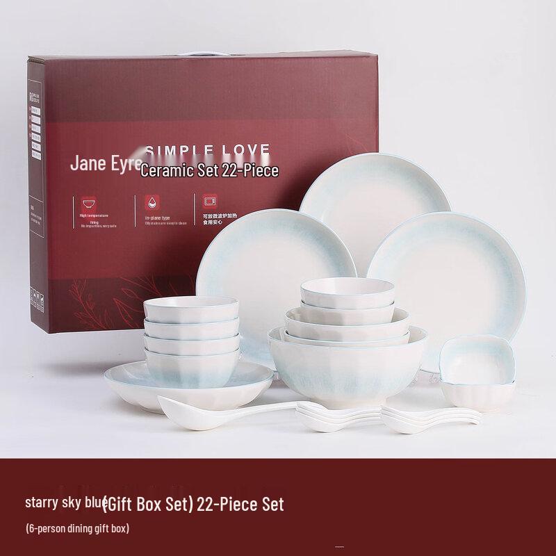 Linpan Starry Blue 22-Piece Ceramic Dinnerware Set