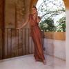 Solid Color V-neck Long Skirt for Women