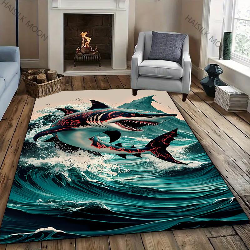 Haiangriff Teppiche! Rutschfest Schalldämmung, Wohnzimmer Schlafzimmer Eingangstür Sofa Büromatten Moderner Stil Dekorativer Teppich