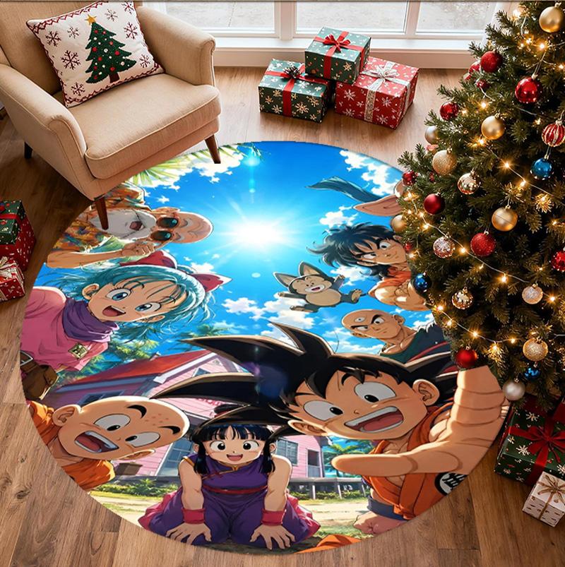 DRAGON BALL Desenli Yuvarlak Halı, İç/Dış Mekan Paspası, Piknik, Oyun Odası, Yatak Odası, Ofis, Oturma Odası, Ev Dekorasyonu Halısı, Doğum Günü Hediyesi