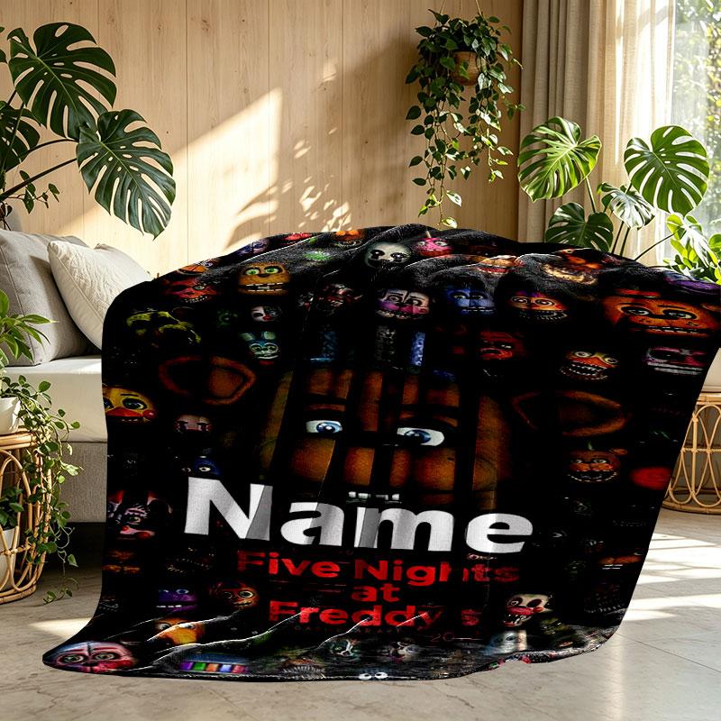 Custom Name Personalized Five Nights at Freddy's Print Blanket, Home Decor, Bedroom, Sofa, Camping, Couch, Gifts for Birthday Christmas