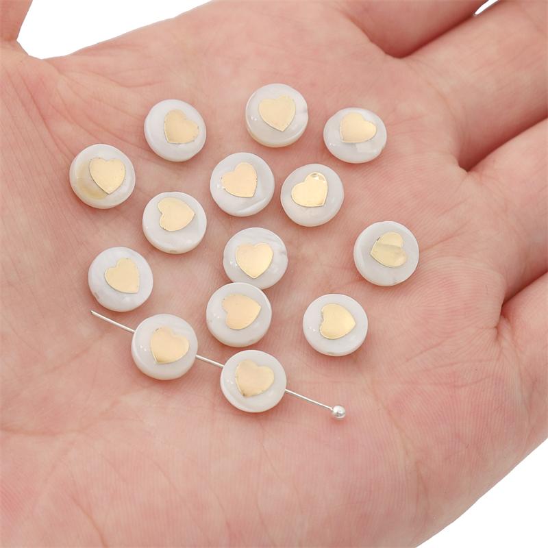 Natural Shell Double-Sided Hot Stamping Flat Round Beads For DIY Necklace Bracelet Earrings Jewelry Making