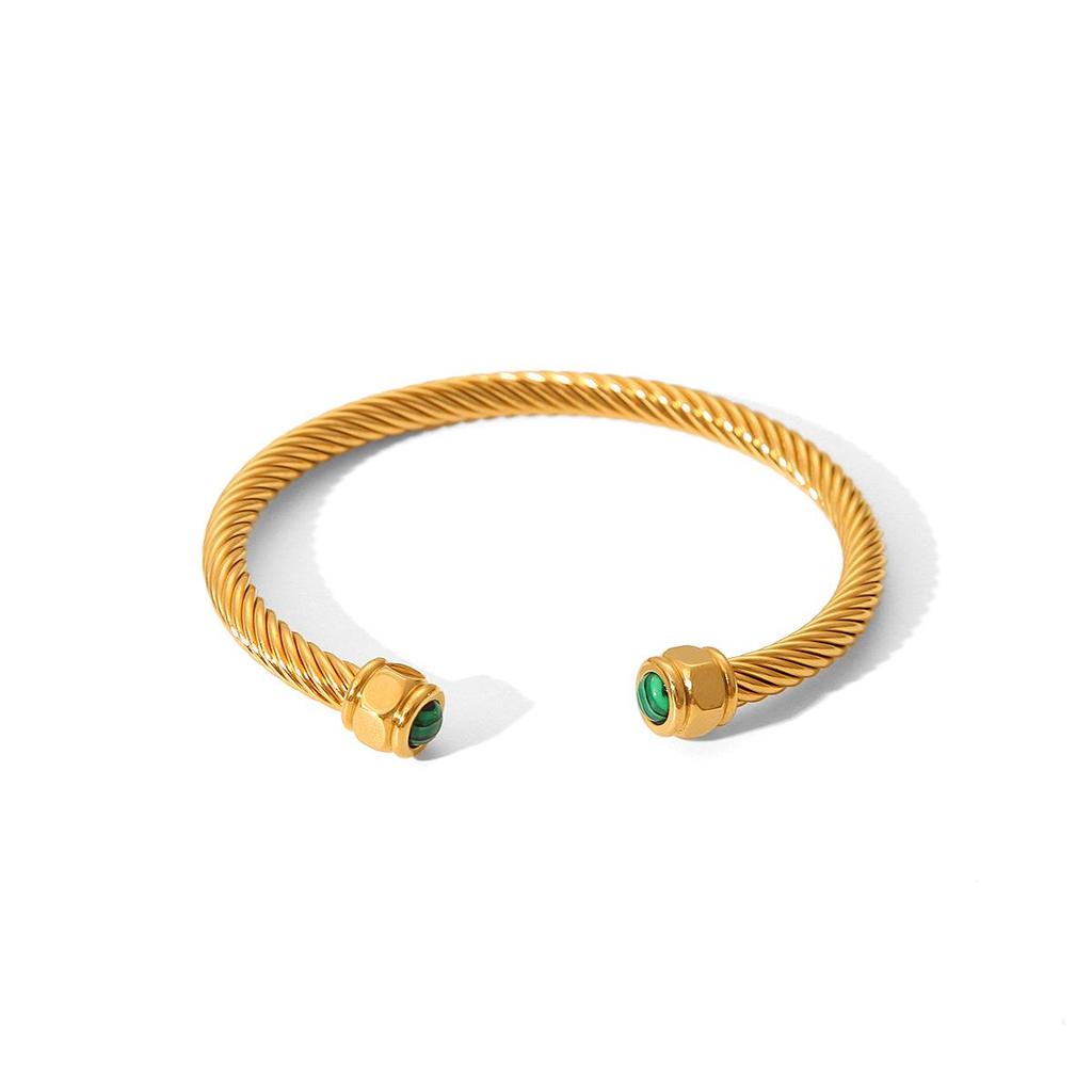 18K Gold-Plated Diamond-Studded Stainless Steel Bangle – Light Luxury Zircon Autumn/Winter Bracelet for Women