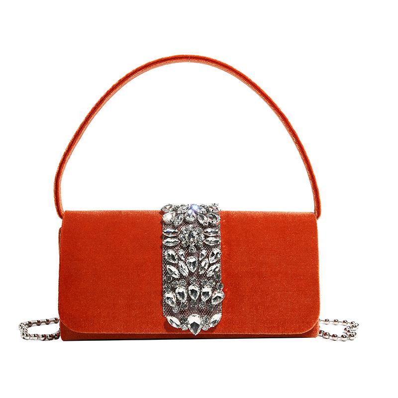 Women Bags Women's Bags 2025 New European and American Candy Color Foreign Style Fashion Rhinestone Shoulder Small Square Bag Tide