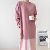 Shop Korean Women S Round Neck Striped Hem Boxy Long dreSS Pink Ara Wdr 4948