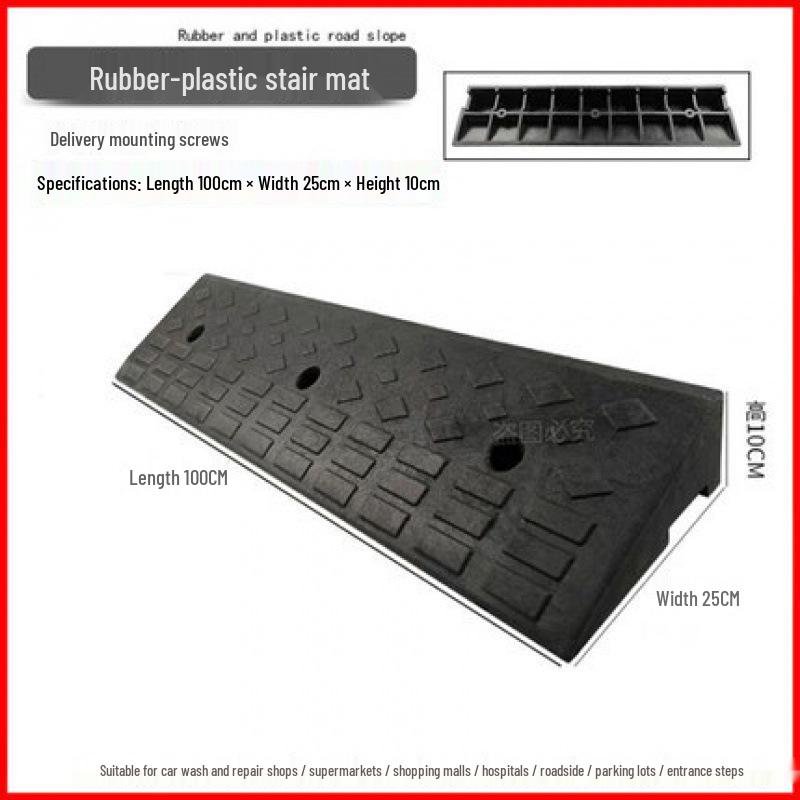 Rubber-Plastic Car Ramp: Slope Mat, Curb Edge, Uphill Climb, Triangle Speed Bump