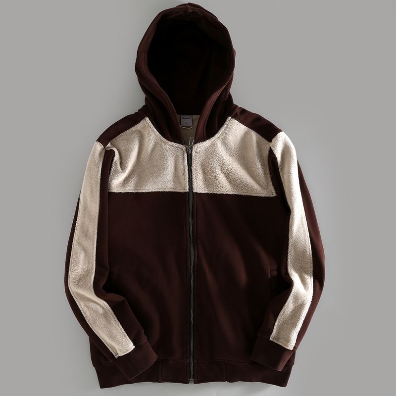 Bargain Finds~ Export Surplus Men's Hooded Sweatshirt, New Autumn/Winter Style, Fleece-Lined, Thickened, Warm, Color-Blocked Jacket for Men