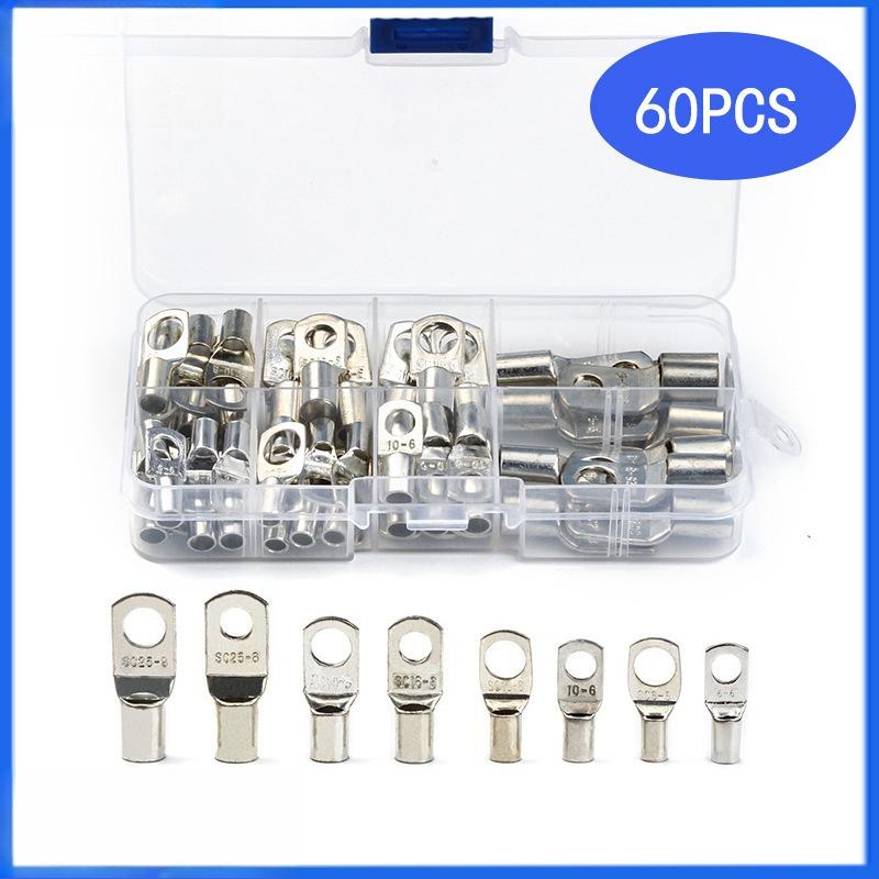 60Pcs/Box Copper Tin-plated Open Barrel Terminals SC Series Bare Crimp Wire Connectors