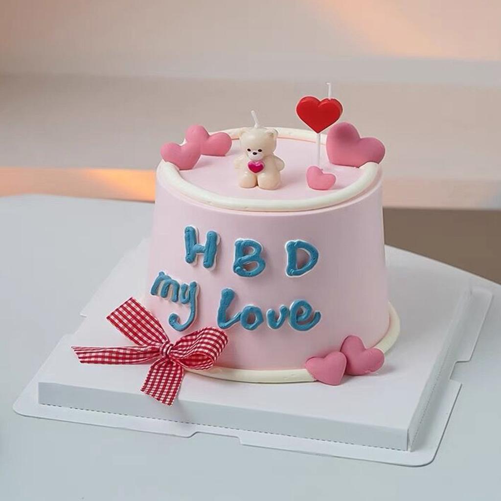 5pcs Cartoon Hug Bear Candle Set Cute Mini Bear and I Love You Funny Birthday Anniversary Candles Party Supplies Cake Decoration
