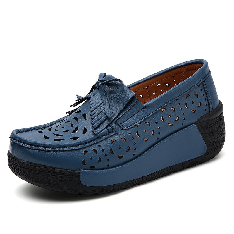 Spring and Summer Hollow Tassel Wedge Women's Shoes Style Fashion Muffin Women's Single Shoes Lightweight Casual Women's Shoes