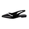 French Pointed Toe Shallow Mouth Low Heel Shoes Spring and Summer Temperament Baotou Rhinestone Soft Sole Shoes