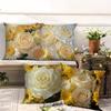 Modern Minimalist Style White Rose Print pillowcaseBedroom Sofa Decorative Cushion Cover With Zipper Soft Cushion Cover