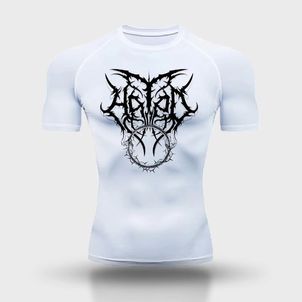 Men's Trendy Graphic-Print Compression Shirt – Summer Quick-Dry Athletic T-Shirt for Gym Workouts and Running RL812