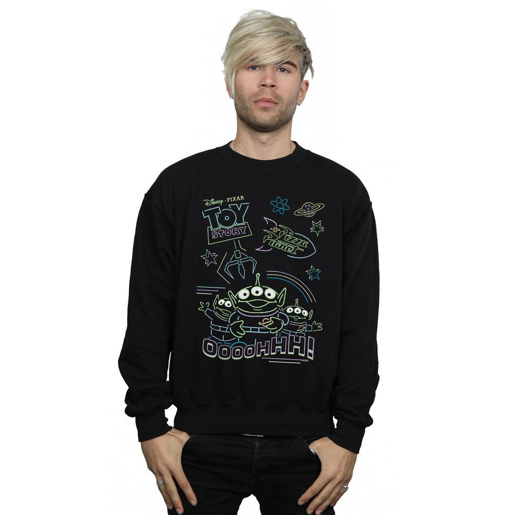 Disney Mens Toy Story Neon Little Green Men Sweatshirt