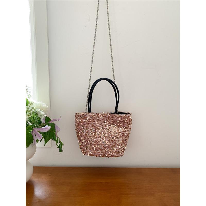 

Новая серебристая сумка с пайетками, нишевый дизайн, универсальная, модная, портативная сумка-тоут, модная цепочка, на плечо, сумка-мессенджер, женская розовый