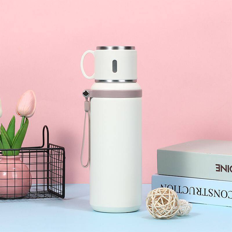 Stainless Steel Thermos Cup with Handle Portable Lifting Rope Water Cup Student Outdoor Vacuum Leak-proof Cup Printed Logo