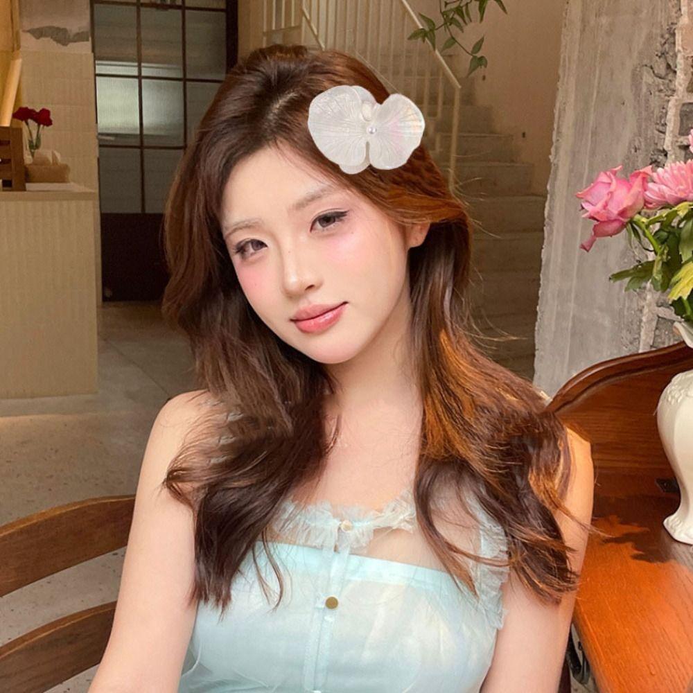 Korean Style Butterfly Orchid Hairpin Hair Rope Fresh Barrettes Flower Duckbill Clip  Decoration