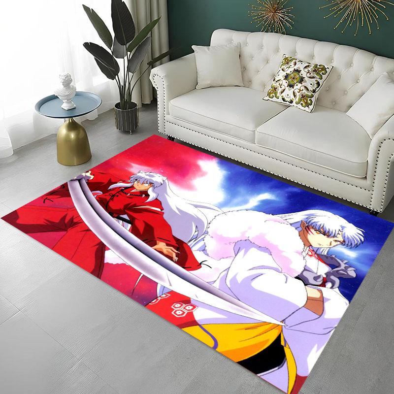 I-Inuyashas Cartoon HD Large Area Printed Carpet Non-slip Multi Function Carpet Living Room Rugs Home Kitchen Hallway Decor