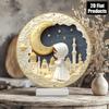 2D Round Aluminum Metal Wall Art, Girl with Mosque and Crescent Moon, Eid Al-Fitr Holiday Home Decor, 8x8 Inches, 1pc