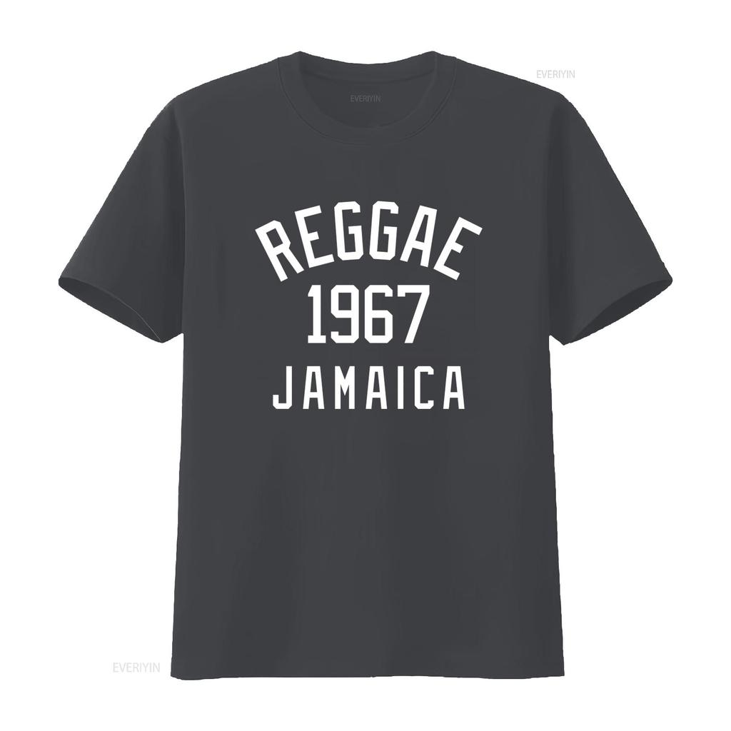Reggae 1967 Jamaica Print T Shirt for Retro Style Casual Vintage Washed Top For Everyday Wear Versatile Homme Graphic Fashion