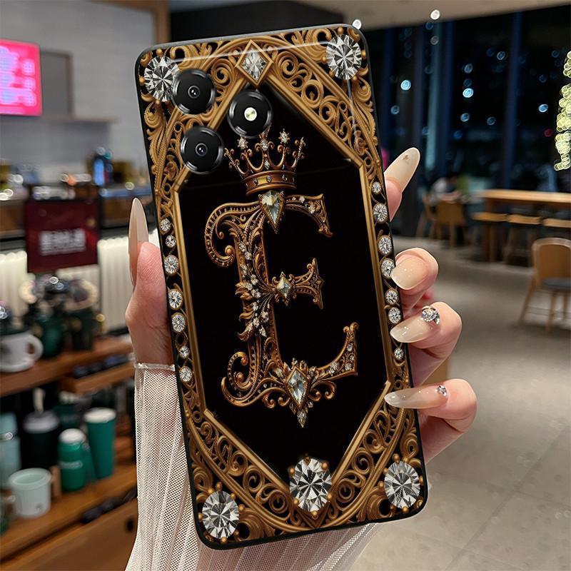 

Phone Case For ZTE Blade A36 Fundas Capa Soft Black Silicone Back Cover Initial Letters Pattern Fashion Protective Casing Coque ZTE Blade A36