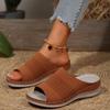 Women's Summer Knit Slide SandalsThick Rubber Sole, Casual Comfort In Black, Navy Blue, Beige & Light Brown, Ladies Sandals