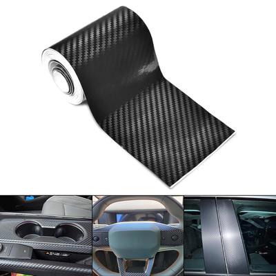 Carbon Fiber 5D Black Car Gloss Adhesive, DIY Anti-wrinkle Car Sticker High Gloss Tape for Door and Window Decoration