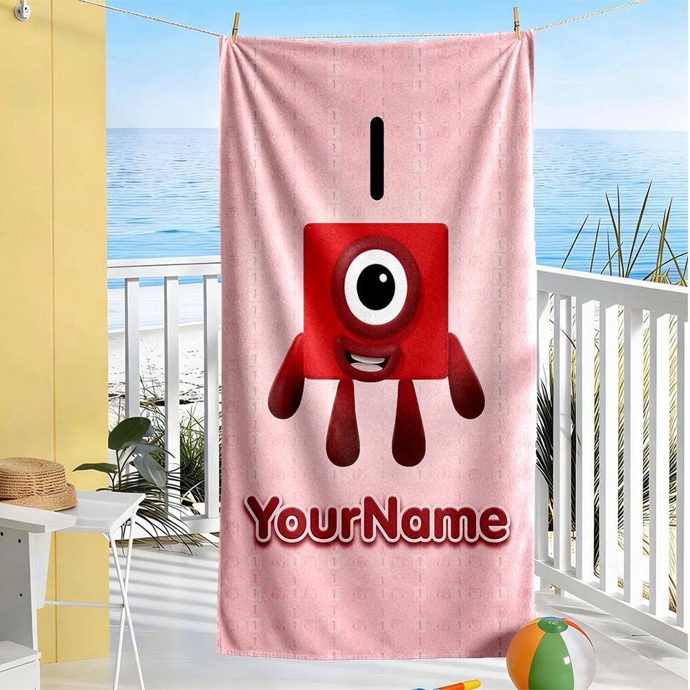 Numberblocks Customize Text Beach Towel Quick-Dry Soft Microfiber Portable for SwimmingBeachCamping Travel Beach AccessoriesGym