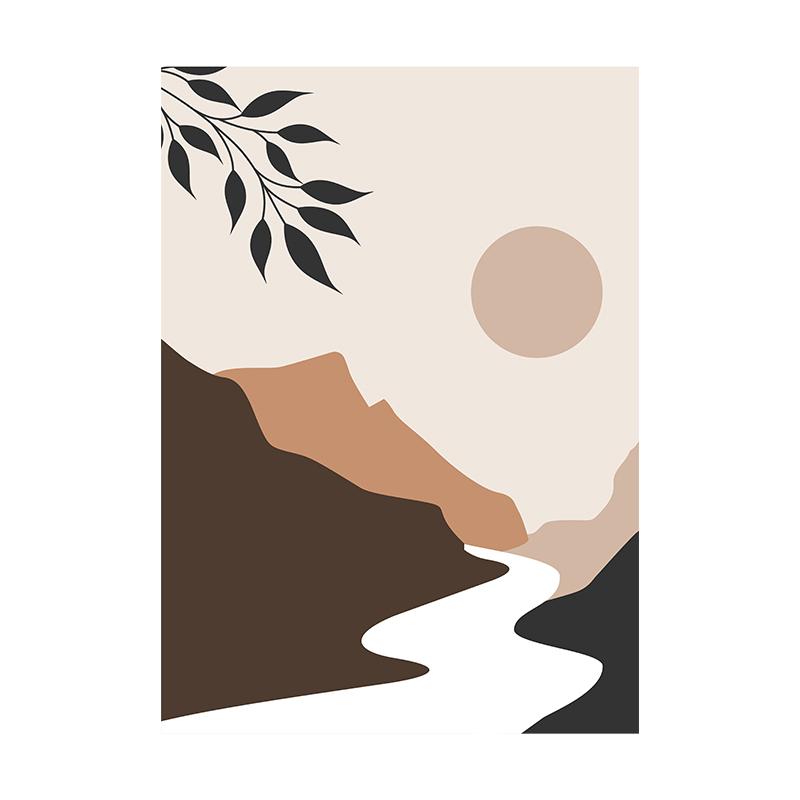 Nordic Bohemian Canvas Painting Vintage Minimalist Line Leaf Wall Art Geometric Prints For Modern Living Room Home Decor Unframed