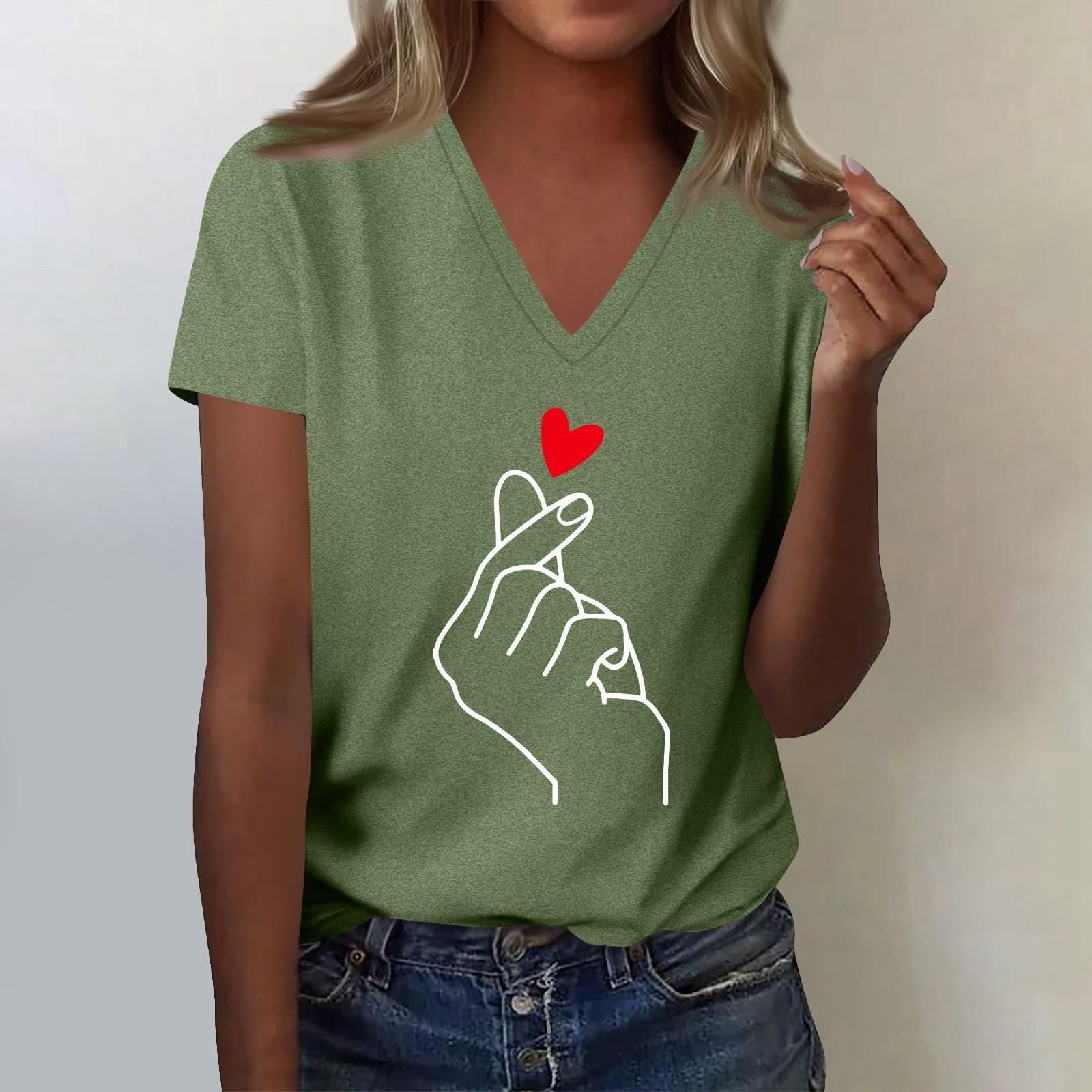 

Женская повседневная футболка с короткими рукавами и цветочным принтом, топ с V-образным вырезом L