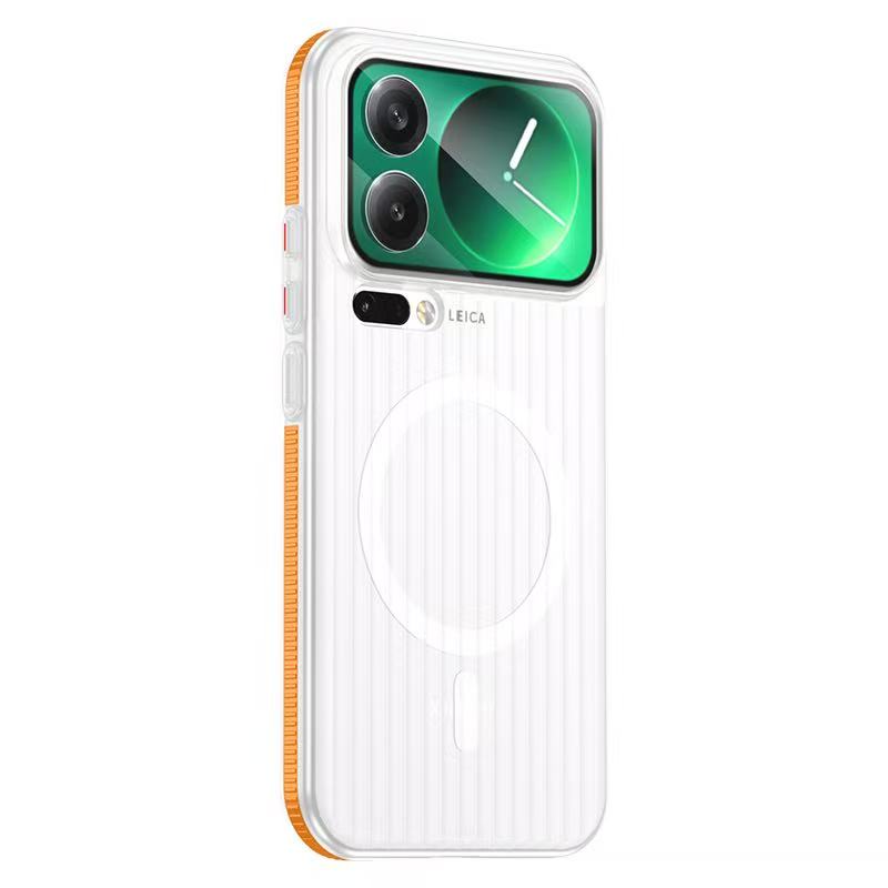 

Corrugated Stripes For MagSafe Magnetic Charge Phone Case For Xiaomi 17 ProMax 15 14 13 RedMi K80 Ultra Pro Frosted Clear Cover For Xiaomi 13
